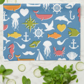 Linge De Cuisine Motif marin de symboles (Plié)