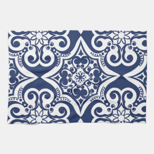 Linge De Cuisine Motif marocain bleu et blanc