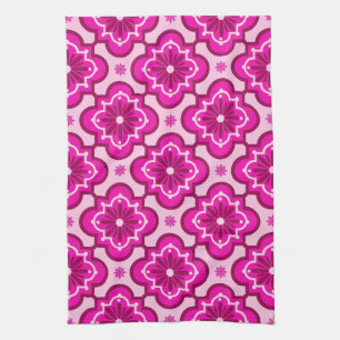Linge De Cuisine Motif marocain de tuile - rose de fuchsia