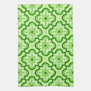 Linge De Cuisine Motif marocain en tuiles - Vert citron