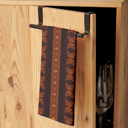 Linge De Cuisine Motif marron tribal (Pliage en tiers)