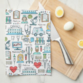 Linge De Cuisine Motif Médicale de conception (Quart Plié)