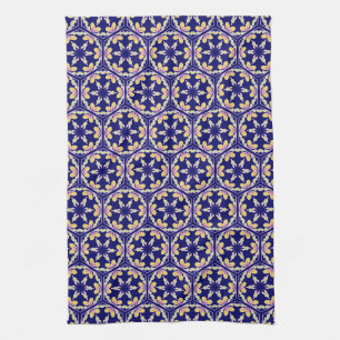 Linge De Cuisine Motif méditerranéen espagnol de tuile d'indigo