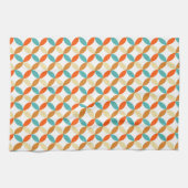 Linge De Cuisine Motif Mid Century Turquoise Orange Cercles de crèm (Horizontal)