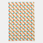 Linge De Cuisine Motif Mid Century Turquoise Orange Cercles de crèm (Vertical)