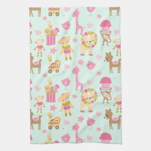 Linge De Cuisine Motif mignon avec des animaux heureux et des jouet