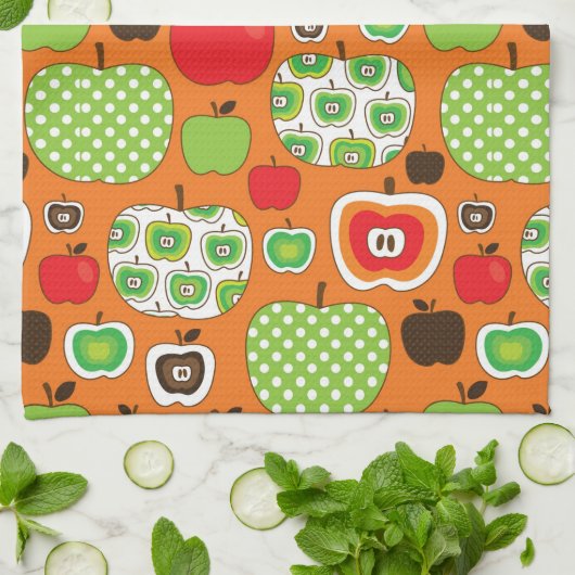 Linge De Cuisine Motif mignon d'illustration de pomme (Plié)