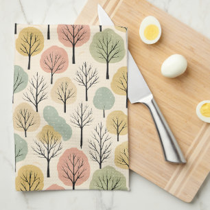 Linge De Cuisine Motif minimaliste de l'arbre d'automne Pastel Forê