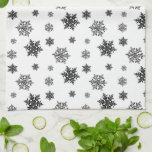 Linge De Cuisine Motif minimaliste noir Whimsical Snowflake<br><div class="desc">Motif de flocon de neige délicat en noir et blanc minimal. Les flocons noirs nordiques scandinaves design sur arrière - plan blanc pour Noël Noël Noël Noël,  décoration de maison festive et cadeaux. Les flocons de neige d'hiver design maison.</div>