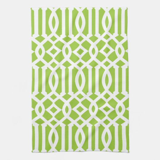 Linge De Cuisine Motif moderne Apple vert et blanc Trellis (Vertical)