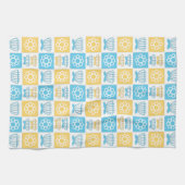 Linge De Cuisine Motif moderne bleu et jaune (Horizontal)
