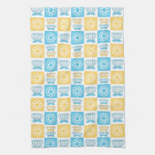 Linge De Cuisine Motif moderne bleu et jaune (Vertical)