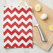 Linge De Cuisine Motif moderne Chevron Zigzag rouge et blanc (Quart Plié)