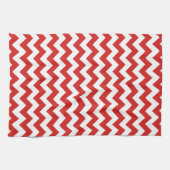 Linge De Cuisine Motif moderne Chevron Zigzag rouge et blanc (Horizontal)