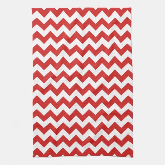 Linge De Cuisine Motif moderne Chevron Zigzag rouge et blanc (Vertical)