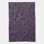 Linge De Cuisine Motif moderne de coeur foncé violet (Vertical)