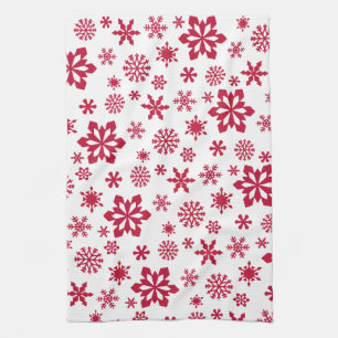Linge De Cuisine Motif moderne de flocon rouge et blanc