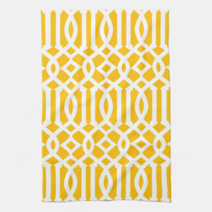 Linge De Cuisine Motif moderne de Trellis jaune et blanc