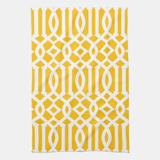 Linge De Cuisine Motif moderne de Trellis jaune et blanc (Vertical)