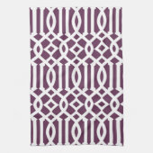 Linge De Cuisine Motif moderne Eggplant violet et blanc Trellis (Vertical)
