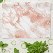 Linge De Cuisine Motif moderne en marbre blanc et Rose en or (Plié)
