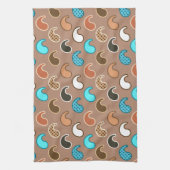 Linge De Cuisine Motif moderne Paisley, Taupe, Turquoise et rouille (Vertical)