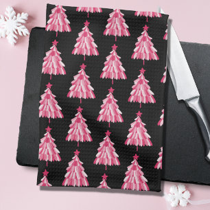 Linge De Cuisine Motif moderne Pink Black Christmas Tree