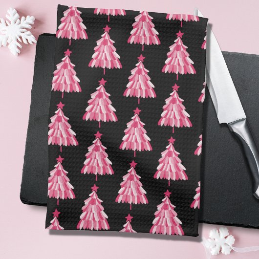 Linge De Cuisine Motif moderne Pink Black Christmas Tree