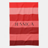 Linge De Cuisine Motif moderne Red and White Stripes Nom (Vertical)