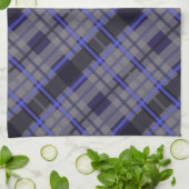 Linge De Cuisine Motif moderne Tartan bleu gris noir (Plié)