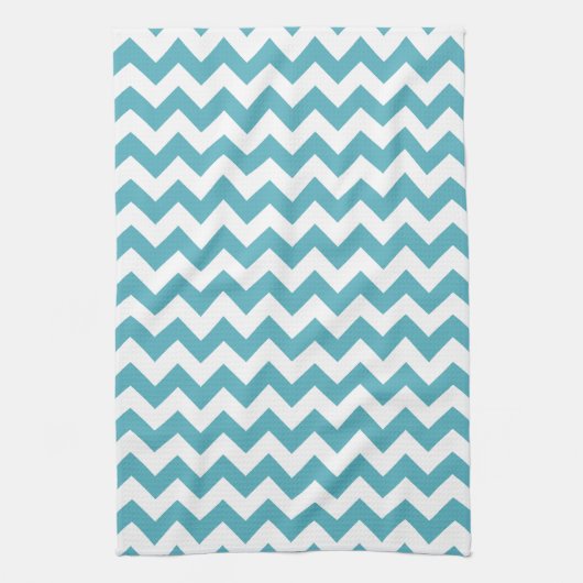 Linge De Cuisine Motif moderne Turquoise bleu et blanc Chevron Zigz (Vertical)