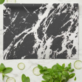 Linge De Cuisine Motif moderne unique en marbre noir blanc marbre p (Plié)