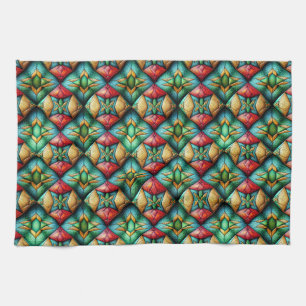 Linge De Cuisine Motif mosaïque géométrique africain coloré