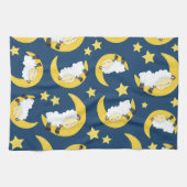 Linge De Cuisine Motif mouton, Mouton couché, Lune, Étoiles (Horizontal)