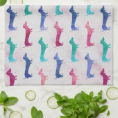 Linge De Cuisine Motif multicolore de teckel (Plié)