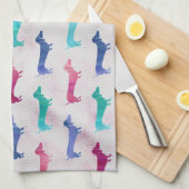 Linge De Cuisine Motif multicolore de teckel (Quart Plié)