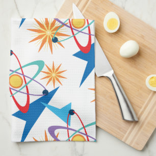 Linge De Cuisine Motif multicolore rétro d'âge spatial