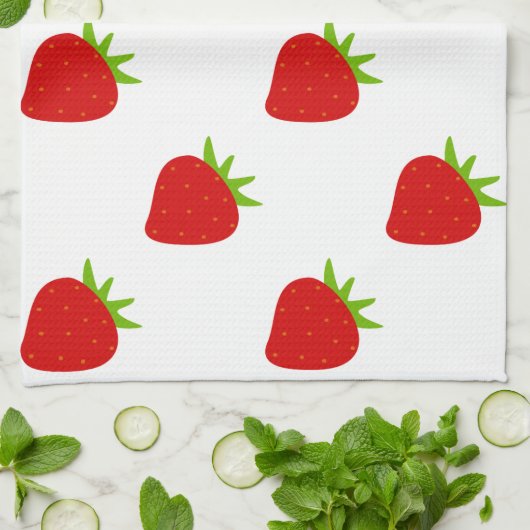 Linge De Cuisine Motif mûre fraise (Plié)