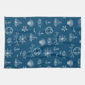 Linge De Cuisine Motif nautique 2 de dessin de craie (Horizontal)
