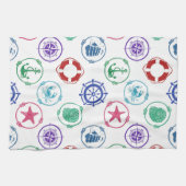Linge De Cuisine Motif nautique coloré (Horizontal)