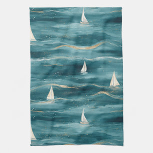Linge De Cuisine Motif Nautique de Voiliers Côtiers (3)