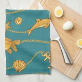 Linge De Cuisine Motif nautique d'or (Quart Plié)