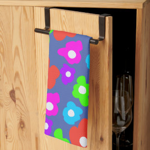 Linge De Cuisine Motif noir arc-en-ciel coloré rétro
