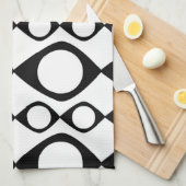 Linge De Cuisine Motif noir de mod rétro et blanc génial (Quart Plié)