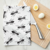 Linge De Cuisine Motif noir drôle de fourmis (Quart Plié)