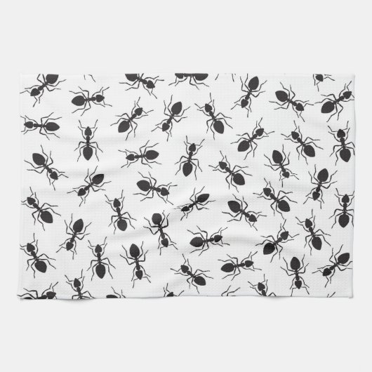 Linge De Cuisine Motif noir drôle de fourmis (Horizontal)