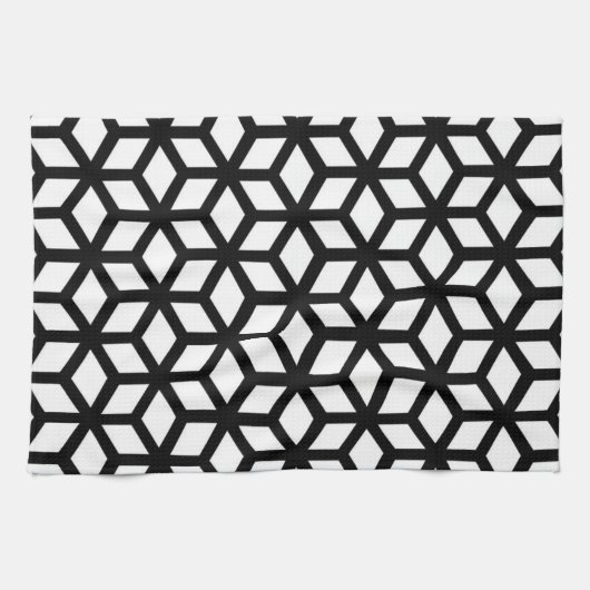 Linge De Cuisine Motif noir et blanc de cube (Horizontal)