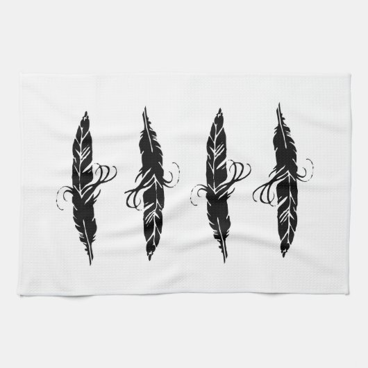Linge De Cuisine Motif noir et blanc mignon de plume de Boho (Horizontal)
