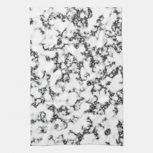 Linge De Cuisine motif noir et Marbre blanc (Vertical)