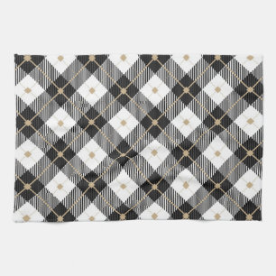 Linge De Cuisine Motif noir noir blanc à plaid